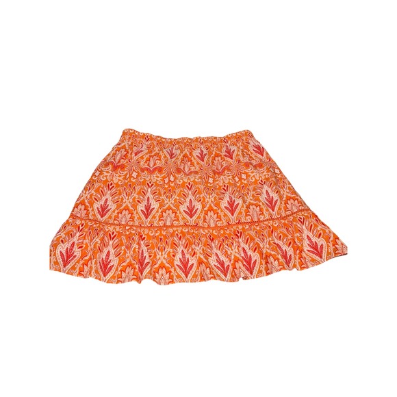 LOFT NWT Orange Paisley Bandana Print Cotton Blend Lined Skirt XL Summer $70 - Picture 4 of 9